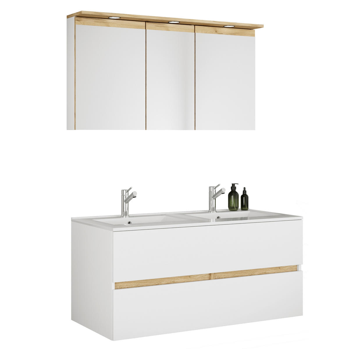 BADEZIMMER 3-teilig  in 112 cm  - Honigeiche/Weiß, Trend, Keramik/Holzwerkstoff (112cm) - MID.YOU
