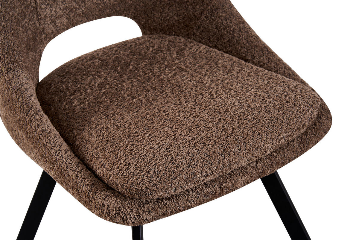 STUHL  in Eisen Teddystoff Holz, Metall, Textil  - Schwarz/Braun, MODERN, Holz/Textil (46/85,5/58cm) - MID.YOU