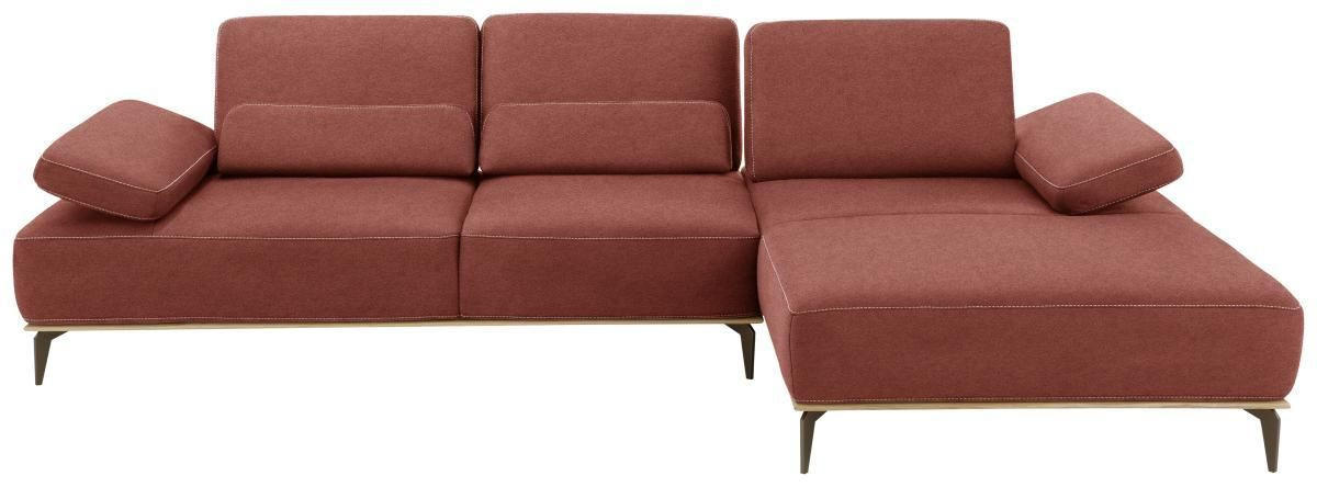 ECKSOFA Rot Mikrofaser - Beige/Rot, Design, Textil/Metall (298/178cm) - Valnatura