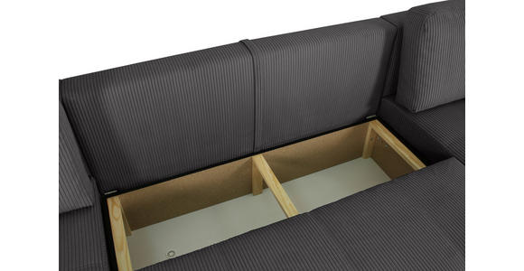 Wohnlandschaft inkl. Funktion Graphitfarben Cord  - Schwarz/Graphitfarben, KONVENTIONELL, Textil (146/317/146cm) - Xora