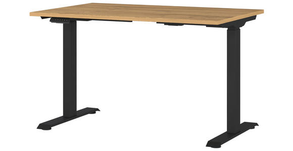 SCHREIBTISCH höhenverstellbar, in verschiedenen Holz-Dekoren erhältlich - Eichefarben/Schwarz, MODERN, Holzwerkstoff/Metall (120/80/72-118cm) - Novel