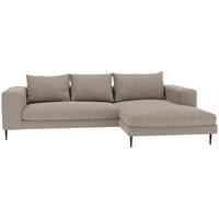 ECKSCHLAFSOFA AURORA Struktur Taupe  inkl. Rückenkissen, Bettkasten, Schlaffunktion, Rücken echt  - Taupe/Schwarz, MODERN, Textil/Metall (315/170cm) - Trendmanufaktur