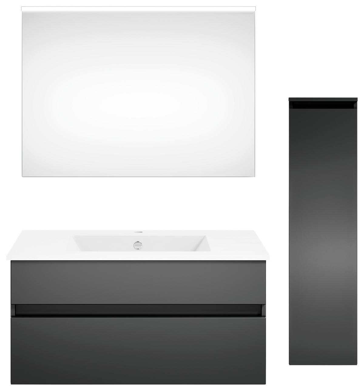 BADEZIMMER  in 122 cm  - Dunkelgrau/Weiß, KONVENTIONELL, Holzwerkstoff (122cm) - Puris