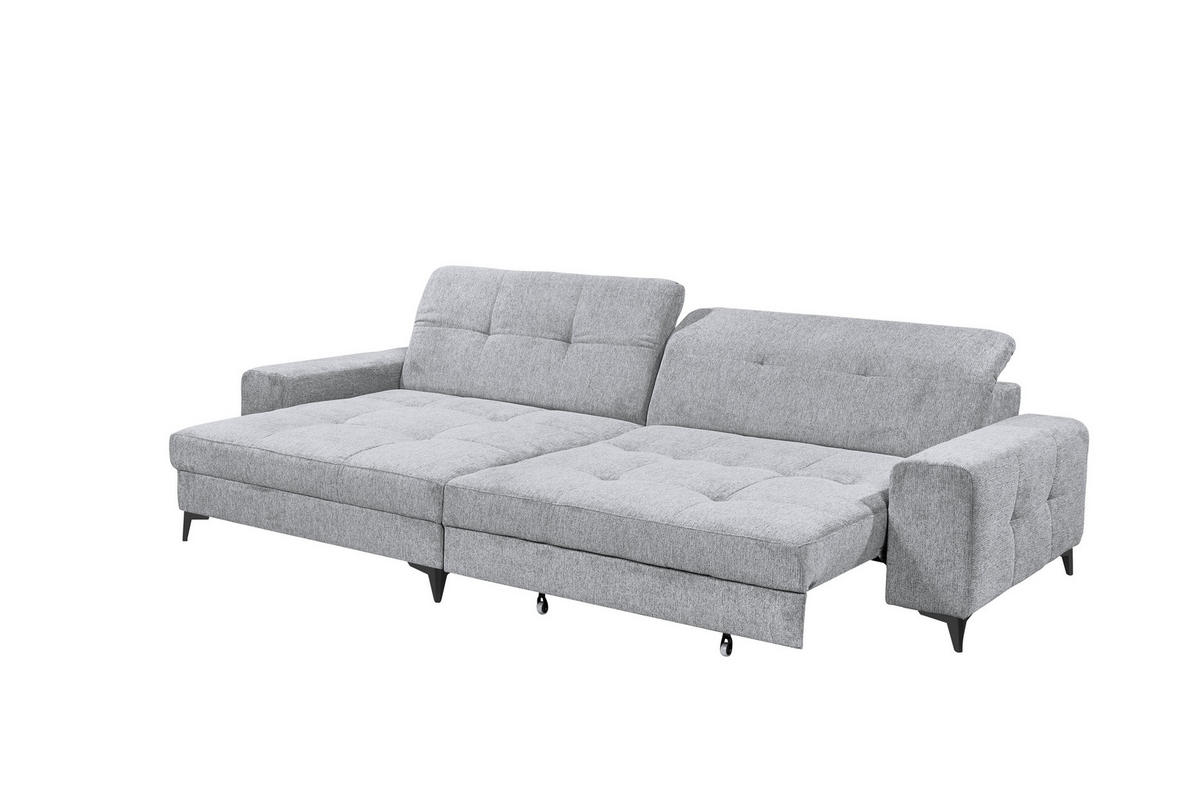 ECKSOFA Mikrovelours Hellgrau  - Hellgrau/Schwarz, Design, Kunststoff/Textil (182/328cm) - MID.YOU