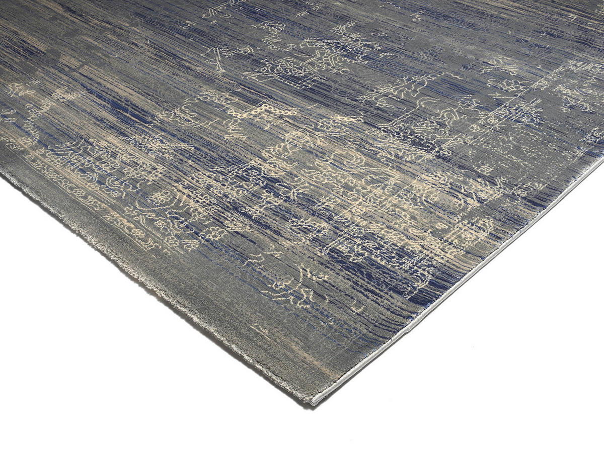 FLACHWEBETEPPICH 200/300 cm Wave Kontura Blau, Creme  - Blau/Creme, Design, Textil (200/300cm) - Musterring