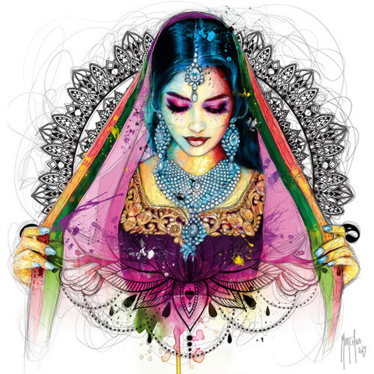 KUNSTDRUCK 14/14 cm  - Weiss/Multicolor, Basics, Papier (14/14cm) - Monee