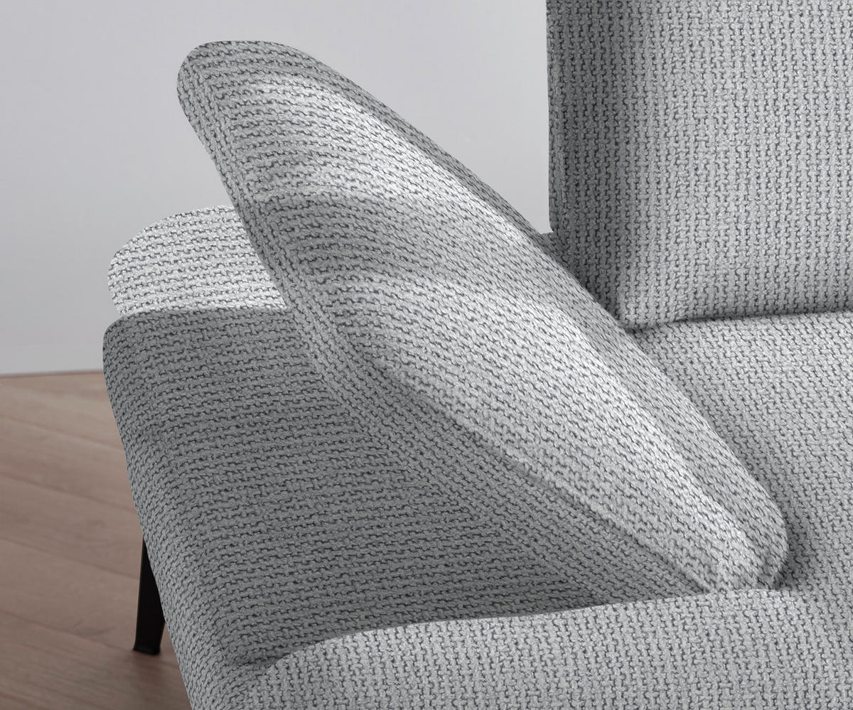 ECKSOFA in Webstoff Hellgrau  289/180 cm  - Hellgrau/Schwarz, Design, Textil/Metall (289/180cm) - Stylife