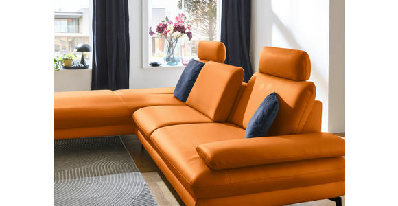 ECKSOFA in Echtleder Orange 195/308 cm - Schwarz/Orange, Design, Leder/Metall (195/308cm) - Dieter Knoll