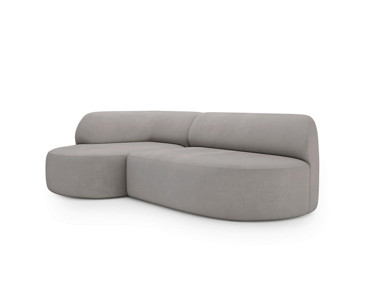 ECKSOFA Chenille Hellgrau  - Hellgrau/Schwarz, Design, Kunststoff/Textil (156/218cm) - Livetastic
