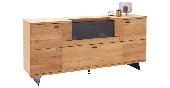 SIDEBOARD Wildeiche  190/87/44 cm  - Wildeiche/Anthrazit, Natur, Glas/Holz (190/87/44cm) - Linea Natura