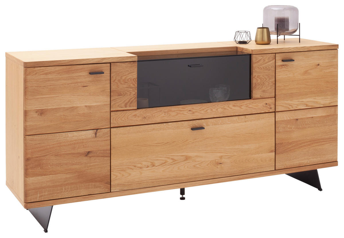 SIDEBOARD Wildeiche  190/87/44 cm  - Wildeiche/Anthrazit, Natur, Glas/Holz (190/87/44cm) - Linea Natura
