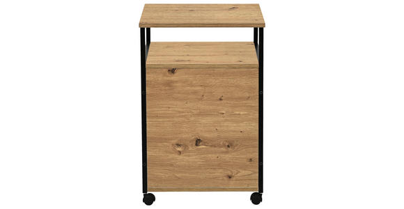 ROLLCONTAINER Schwarz, Eiche Artisan  - Schwarz/Eiche Artisan, Design, Holzwerkstoff/Kunststoff (43/66/45cm) - Carryhome