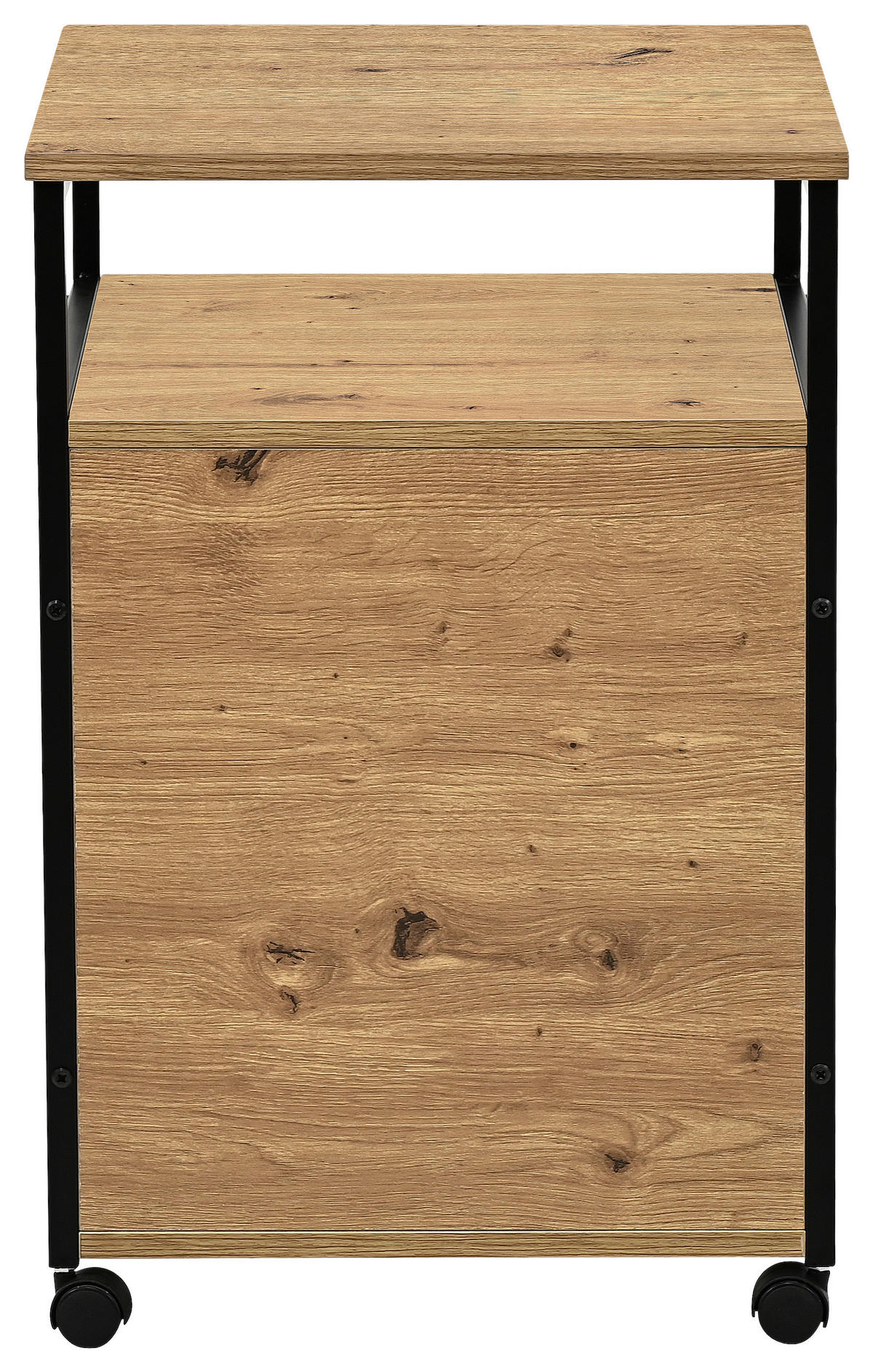 POJÍZDNÝ KONTEJNER, 43/66/45 cm - černá/dub artisan, Design, kov/kompozitní dřevo (43/66/45cm) - Carryhome