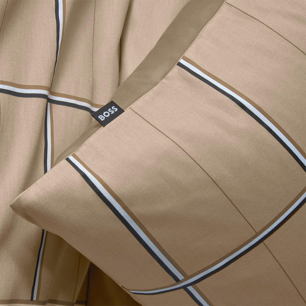 BETTWÄSCHESET Boss Check 160/210 cm  65 cm/100 cm  - Beigebraun, Design, Textil (160/210cm) - Hugo Boss