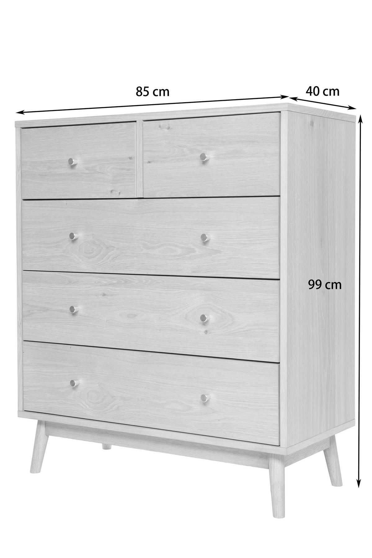 KOMMODE , 85/99/40 cm, 5 Schublade(n)  - Messingfarben/Naturfarben, Design, Holz/Holzwerkstoff (85/99/40cm) - Livetastic