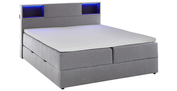 BOXSPRINGBETT 180/200 cm in Hellgrau - Hellgrau/Schwarz, Design, Holz/Textil (180/200cm) - Xora