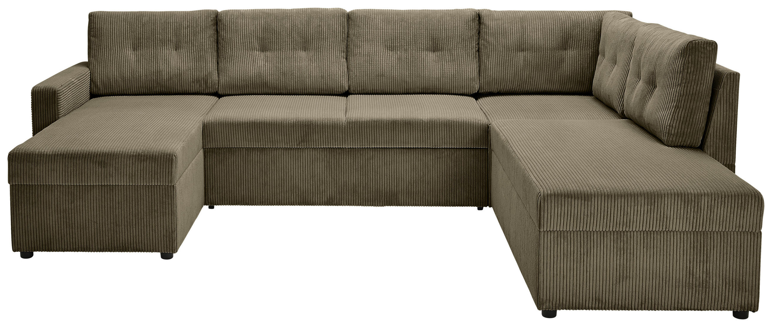 WOHNLANDSCHAFT Grün Cord  - Schwarz/Grün, KONVENTIONELL, Kunststoff/Textil (155/293/212cm) - Ti'me