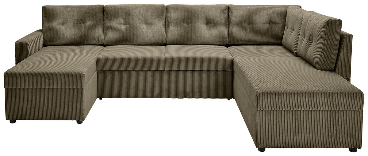 WOHNLANDSCHAFT in Cord Grün  - Schwarz/Grün, Konventionell, Kunststoff/Textil (126/293/155cm) - Ti'me