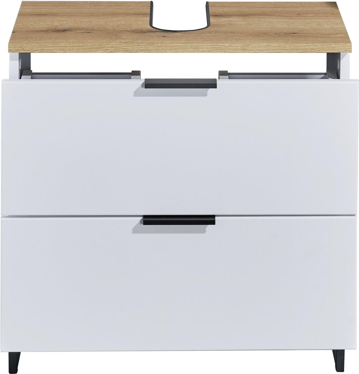 WASCHBECKENUNTERSCHRANK 60/60/35 cm  - Eichefarben/Schwarz, KONVENTIONELL, Holzwerkstoff/Metall (60/60/35cm) - home24