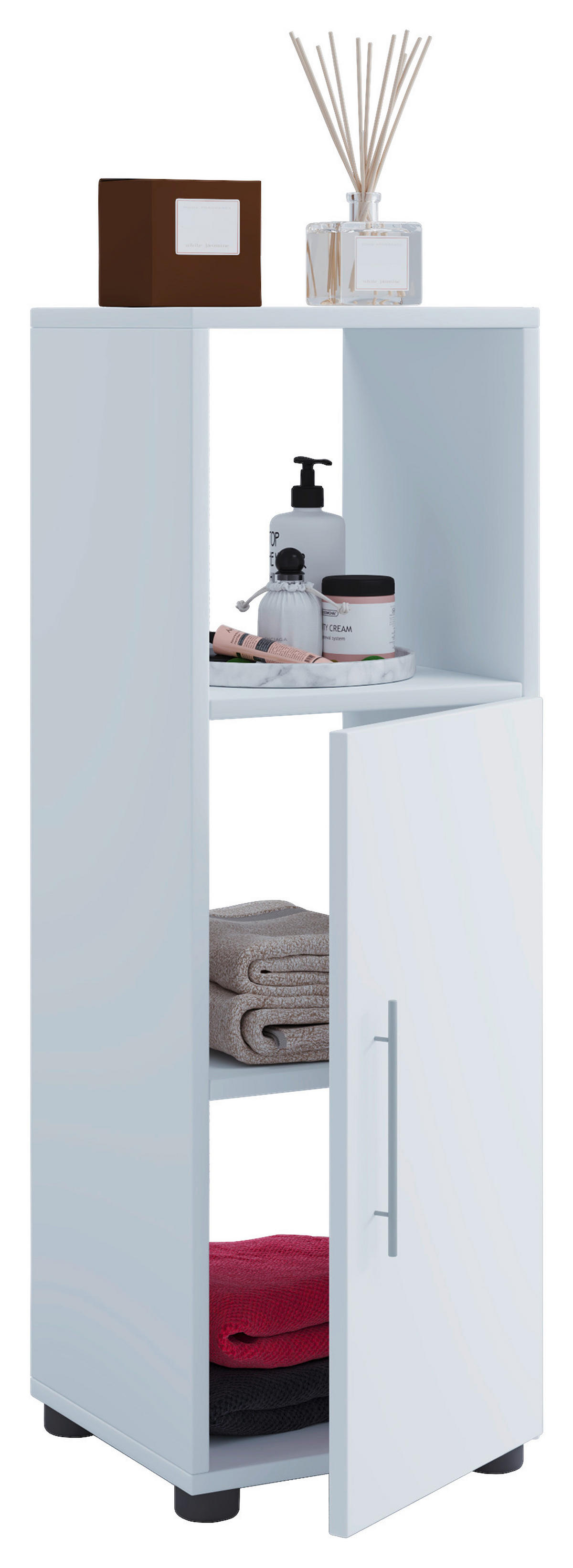 Midischrank in Weiß in   - Weiss/Silberfarben, Konventionell, Holzwerkstoff/Kunststoff (31/93/30cm) - MID.YOU