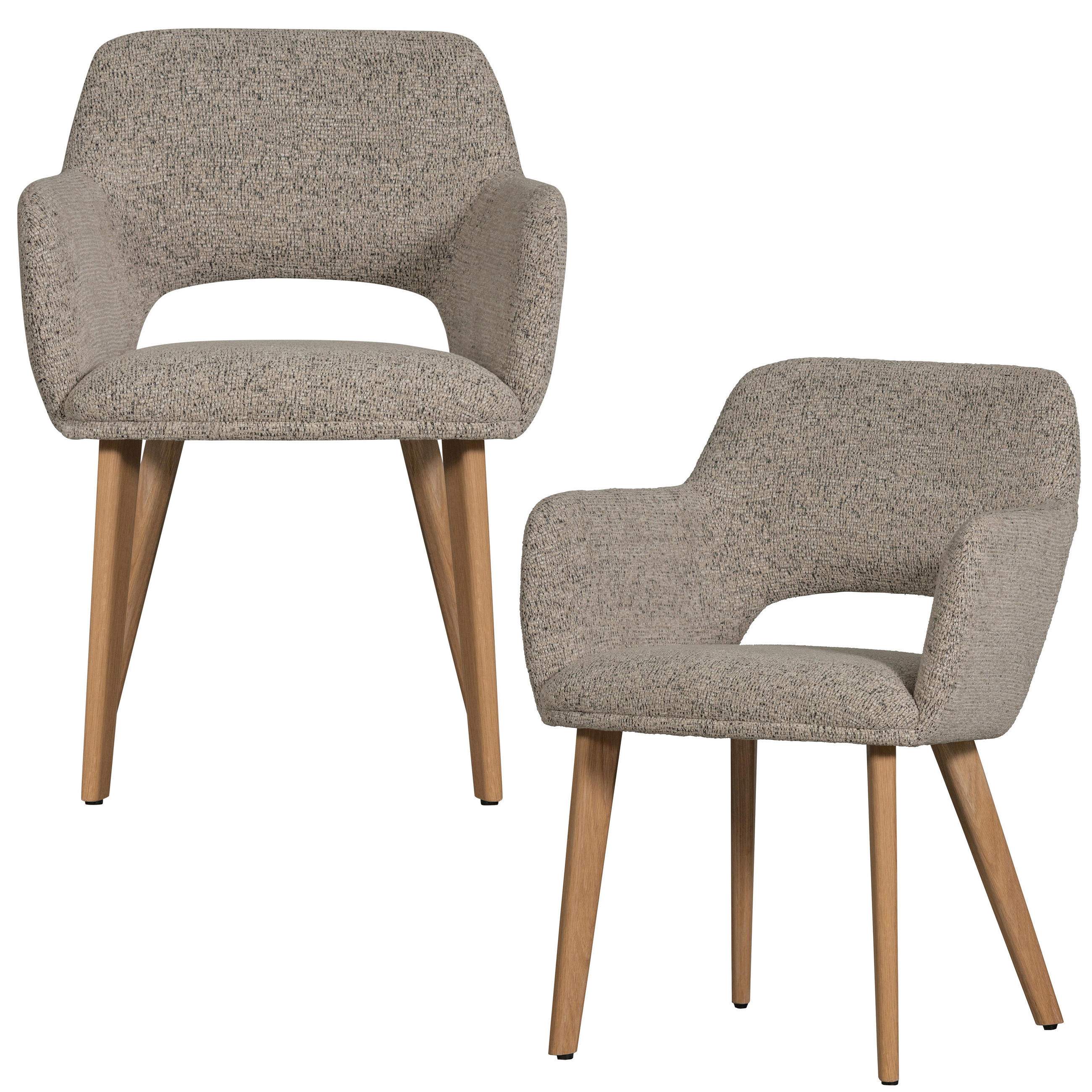 ARMLEHNSTUHL-SET 2 Stück  in Chenille, Webstoff  - Naturfarben, MODERN, Holz/Textil (61/86/60cm) - Livetastic