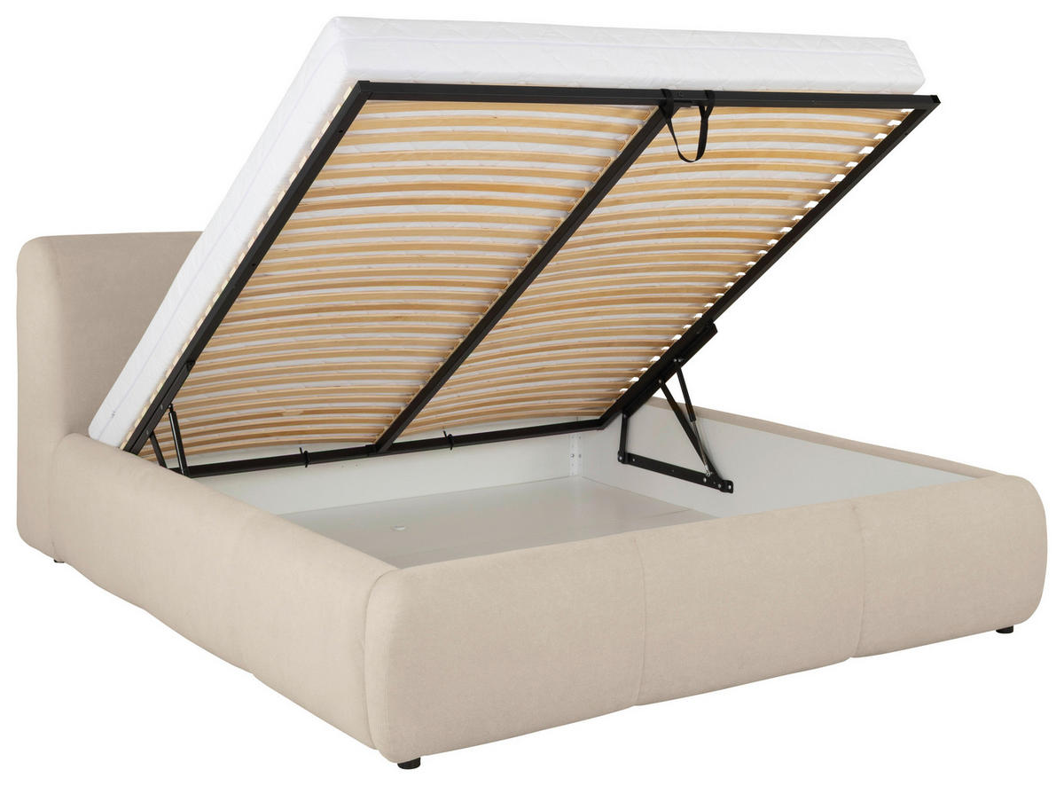 POLSTERBETT Lattenrost, Bettkasten 140/200 cm  in Beige  - Beige/Buchefarben, KONVENTIONELL, Holz/Kunststoff (140/200cm) - Boxxx
