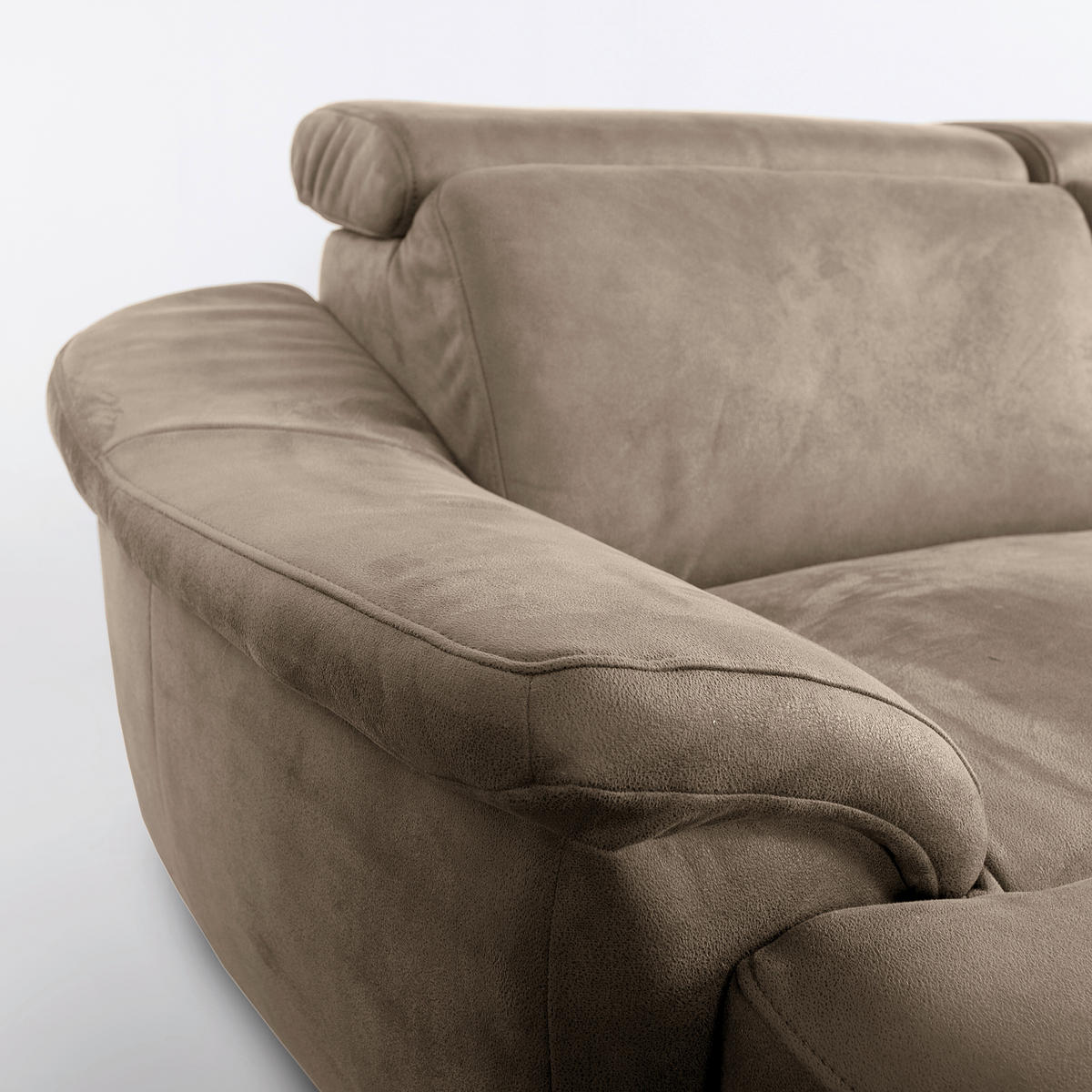 WOHNLANDSCHAFT Taupe Mikrofaser  - Taupe/Chromfarben, Design, Textil/Metall (238/347/273cm) - Livetastic