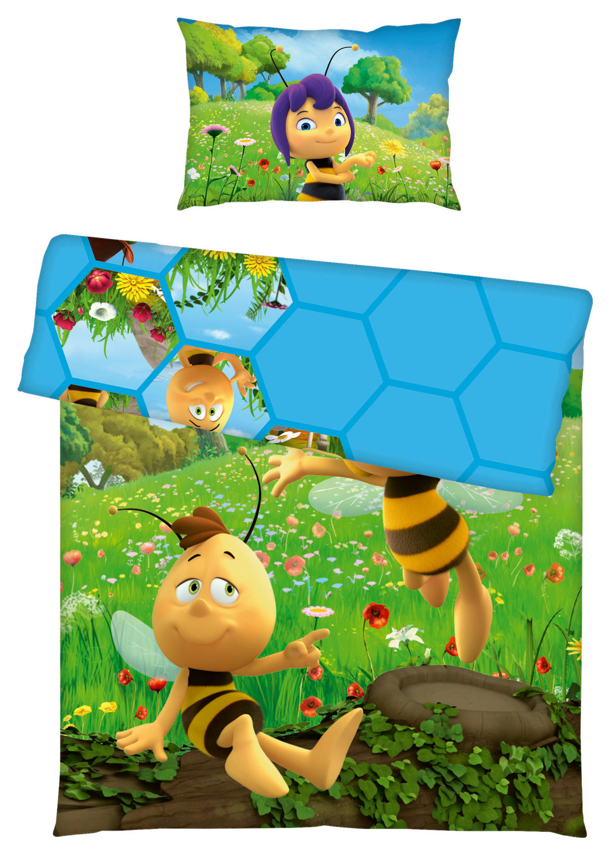 BABYBETTWÄSCHE 100/135 cm  - Blau/Gelb, KONVENTIONELL, Textil (100/135cm)