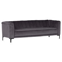 2,5-SITZER in Samt Dunkelgrau  - Dunkelgrau/Schwarz, Trend, Textil (180/76/87cm) - Ambia Home