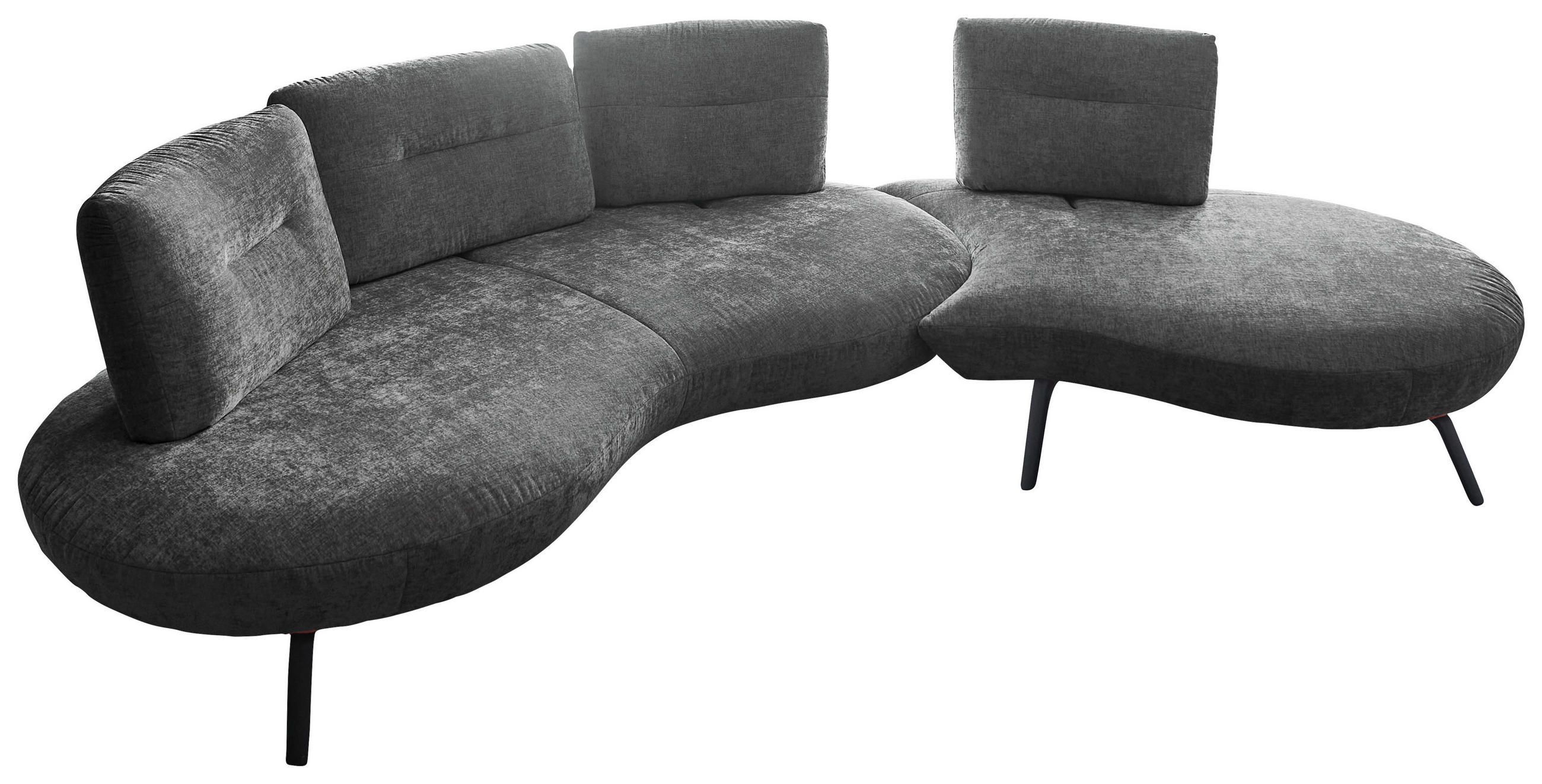 BIGSOFA Flachgewebe Anthrazit  - Anthrazit/Schwarz, Design, Textil/Metall (456/93/138cm) - Moderano