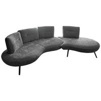 BIGSOFA Flachgewebe Anthrazit  - Anthrazit/Schwarz, Design, Textil/Metall (456/93/138cm) - Moderano