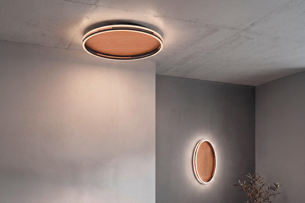 LED-DECKENLEUCHTE Sveja 55/55/8 cm   - Eichefarben, Natur, Kunststoff/Metall (55/55/8cm) - Paul Neuhaus