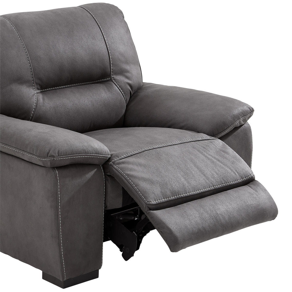 RECLINERFÅTÖLJ i vävt tyg grå  - svart/grå, Klassisk, trä/textil (114/97/100cm) - Cantus