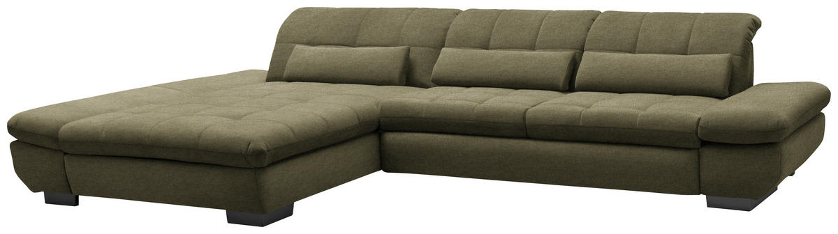 ECKSOFA Flachgewebe Grün  - Schwarz/Grün, Design, Textil/Metall (204/341cm) - Xora