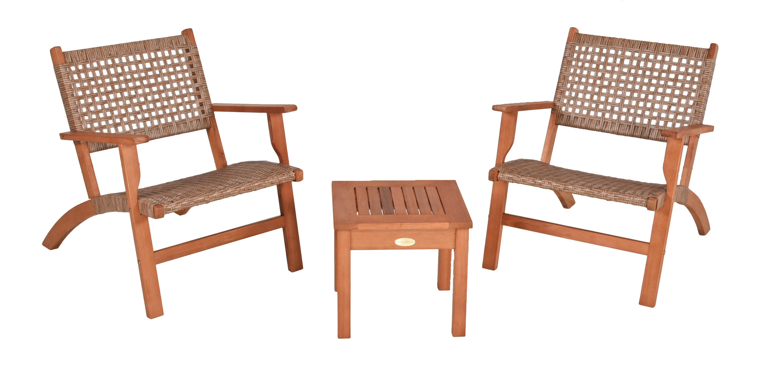BALKONSET  - Eukalyptusholzfarben/Hellgrau, Basics, Holz/Kunststoff (81/75/61cm) - Gardenson