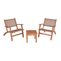 BALKONSET  - Eukalyptusholzfarben/Hellgrau, Basics, Holz/Kunststoff (81/75/61cm) - Gardenson