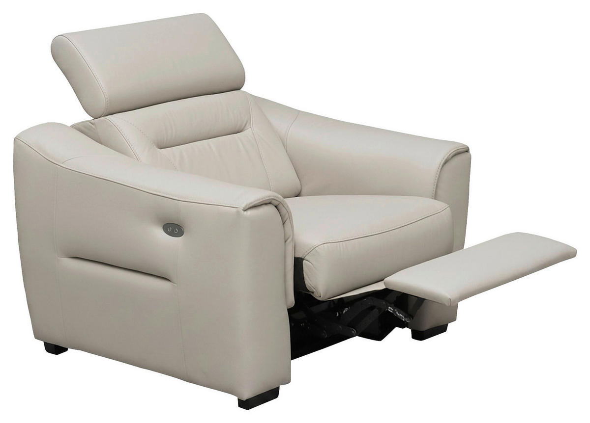 RELAXSESSEL Lederlook Echtleder Relaxfunktion, Kopfteilverstellung, Rücken echt    - Wengefarben/Creme, Design, Leder/Holz (100/104/102cm) - Celina Home