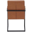 ARMLEHNSTUHL in Eisen Echtleder pigmentiert - Cognac/Schwarz, Design, Leder/Metall (55/91/64cm) - Ambia Home