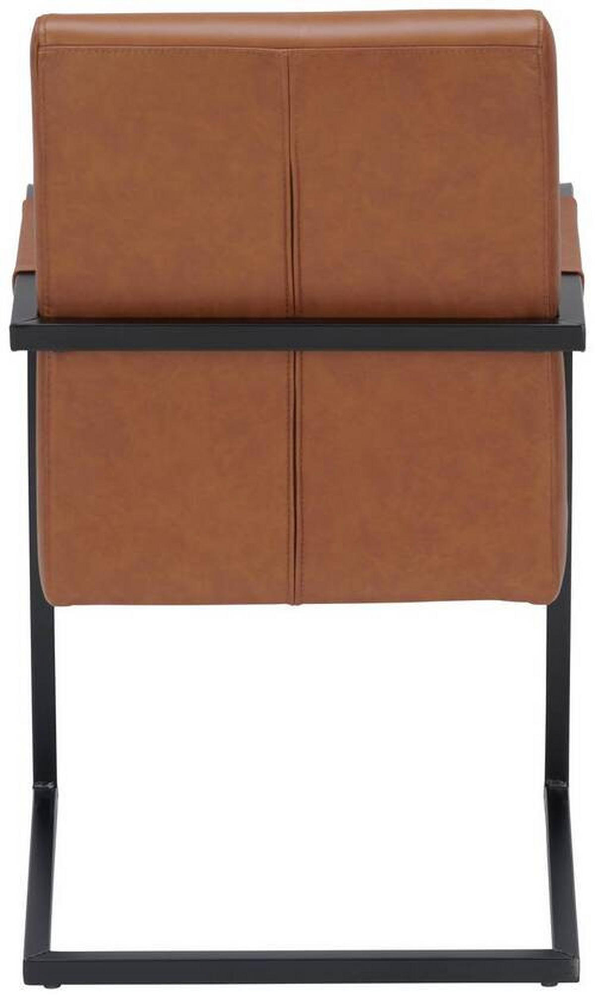 ARMLEHNSTUHL Eisen Echtleder pigmentiert  - Cognac/Schwarz, Design, Leder/Metall (55/91/64cm) - Ambia Home