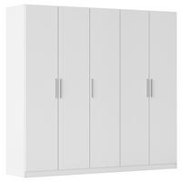 DREHTÜRENSCHRANK 226/210/54 cm,  in Weiß, 5-türig  - Alufarben/Weiß, KONVENTIONELL, Holzwerkstoff/Kunststoff (226/210/54cm) - home24