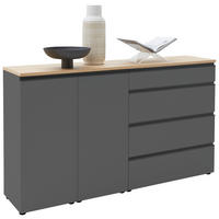 SIDEBOARD 180/102/41 cm  in Grau, Eichefarben  - Eichefarben/Schwarz, Design, Holz/Holzwerkstoff (180/102/41cm) - Dieter Knoll