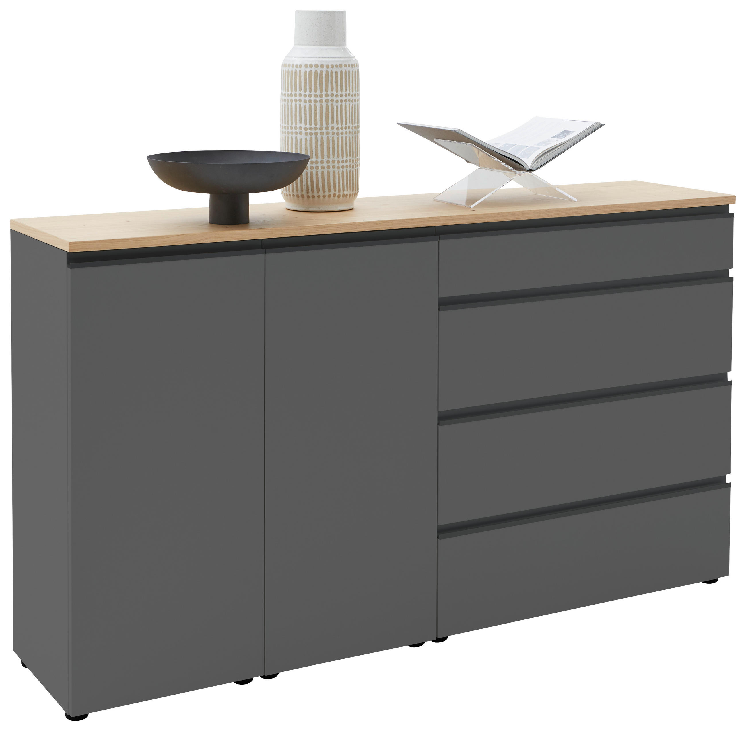 Dieter Knoll Sideboard Grau, Eiche 180x102x41 cm