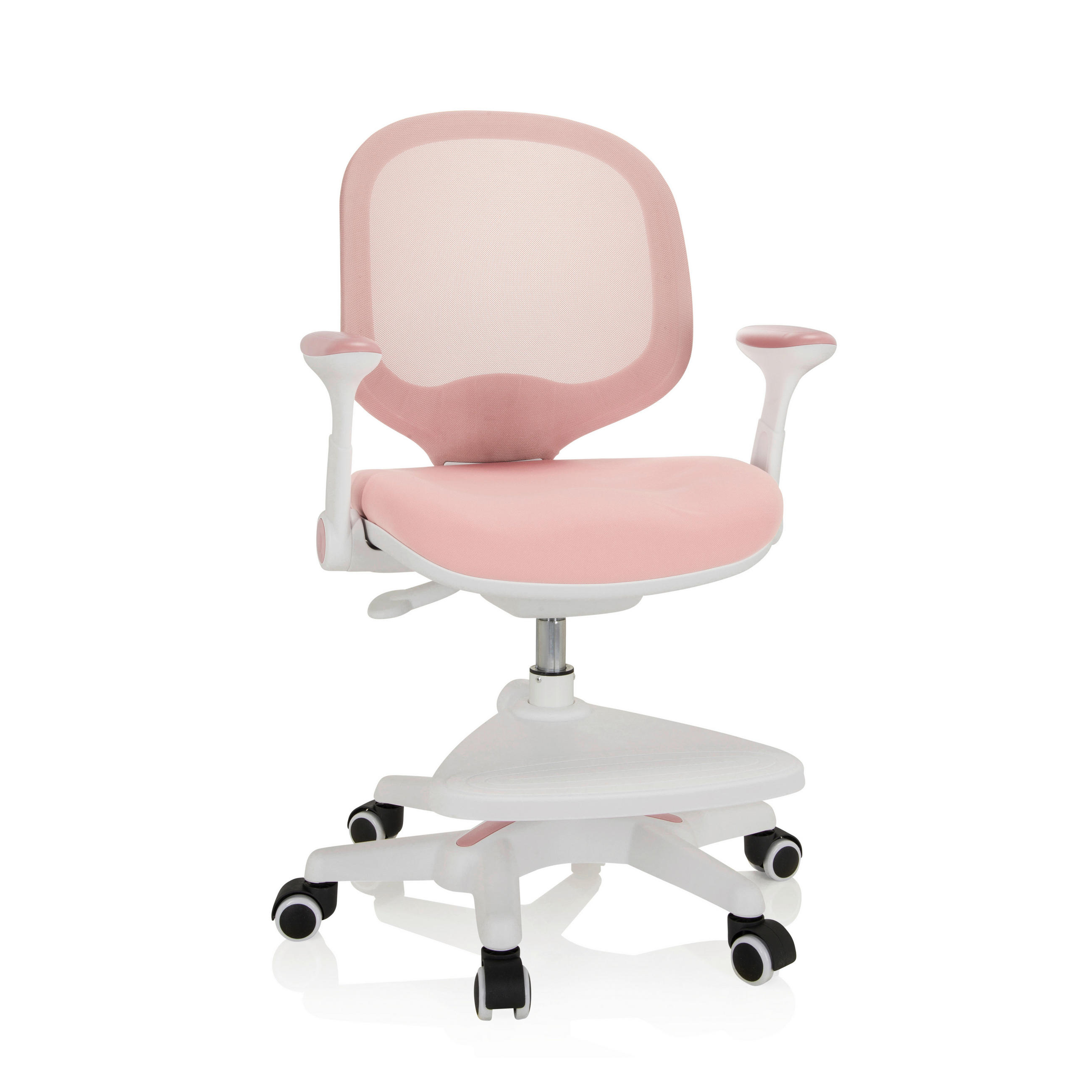 SNURRSTOL FÖR UNGDOMAR  i nätklädsel rosa, vit  - vit/rosa, Modern, textil/plast (56/89/52cm) - MID.YOU