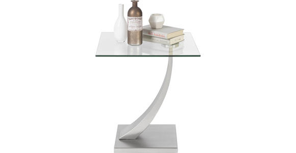 BEISTELLTISCH 45,5/50/45,5 cm Silberfarben quadratisch  - Silberfarben, Design, Glas/Metall (45,5/50/45,5cm) - Xora