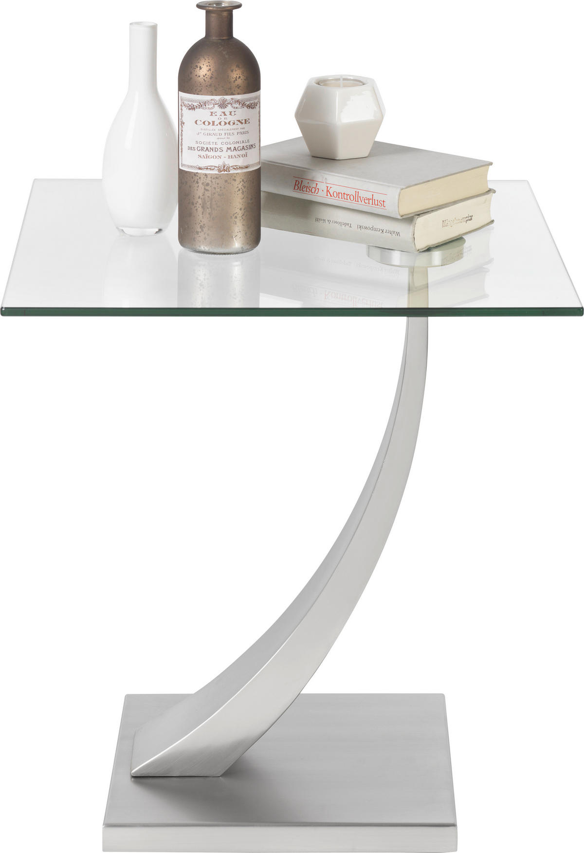 BEISTELLTISCH 45,5/50/45,5 cm Silberfarben quadratisch  - Silberfarben, Design, Glas/Metall (45,5/50/45,5cm) - Xora