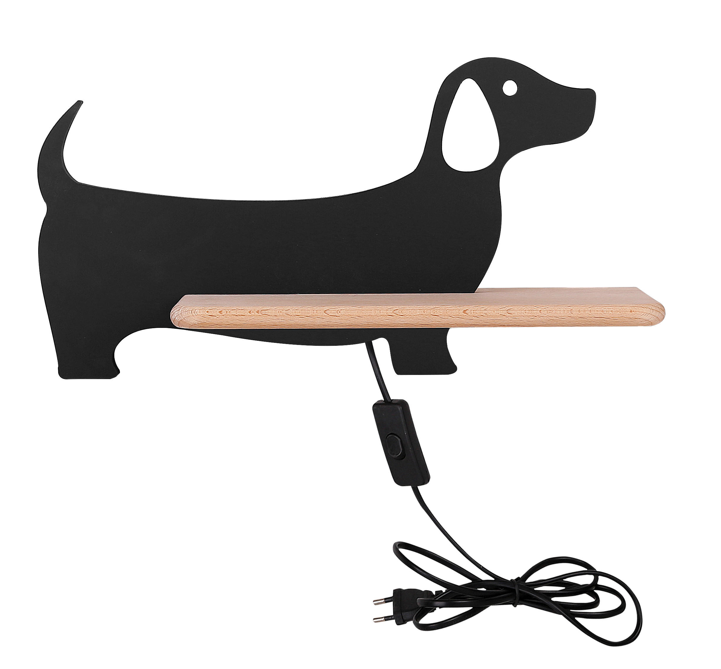 DJEČJA ZIDNA SVJETILJKA Dog  - crna, Konvencionalno, drvni materijal/drvo (36.5/12/18.5cm)