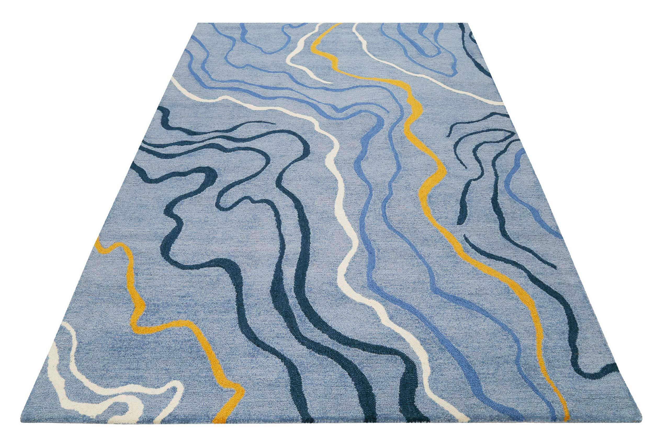 FLACHWEBETEPPICH 70/140 cm Drive Blau, Gelb, Hellblau  - Blau/Gelb, Design, Textil (70/140cm) - Esprit