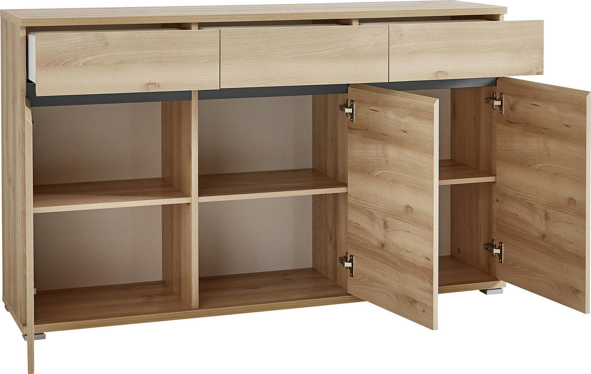 SIDEBOARD  in 144/88/40 cm  - Silberfarben/Buchefarben, Basics, Holzwerkstoff/Kunststoff (144/88/40cm) - Carryhome