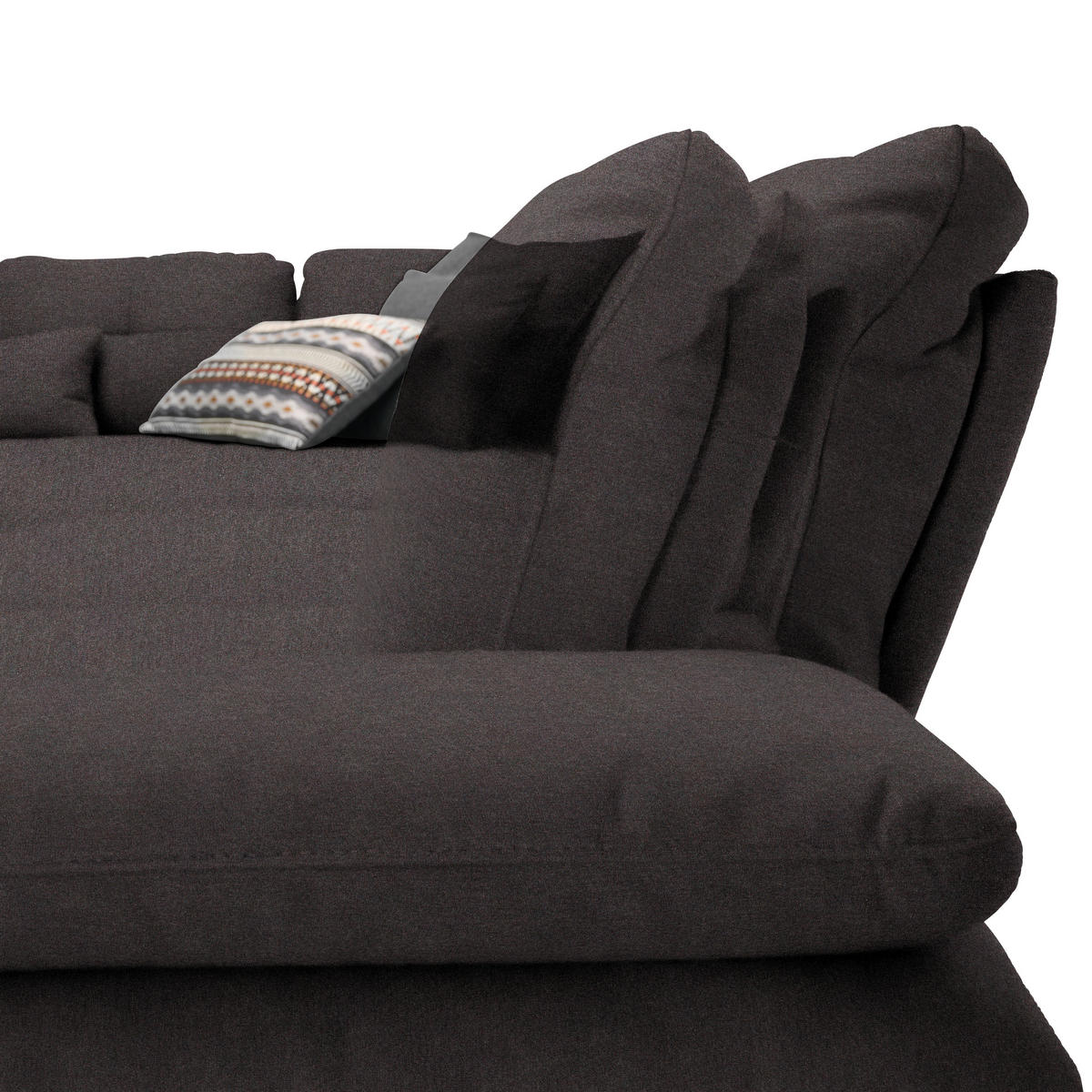 ECKSOFA in Flachgewebe Schwarz  - Schwarz, Design, Textil/Metall (271/344cm) - Chilliano