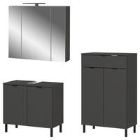 BADEZIMMER 3-teilig  in 136 cm  - Schwarz/Graphitfarben, MODERN, Holzwerkstoff/Metall (136cm) - Germania